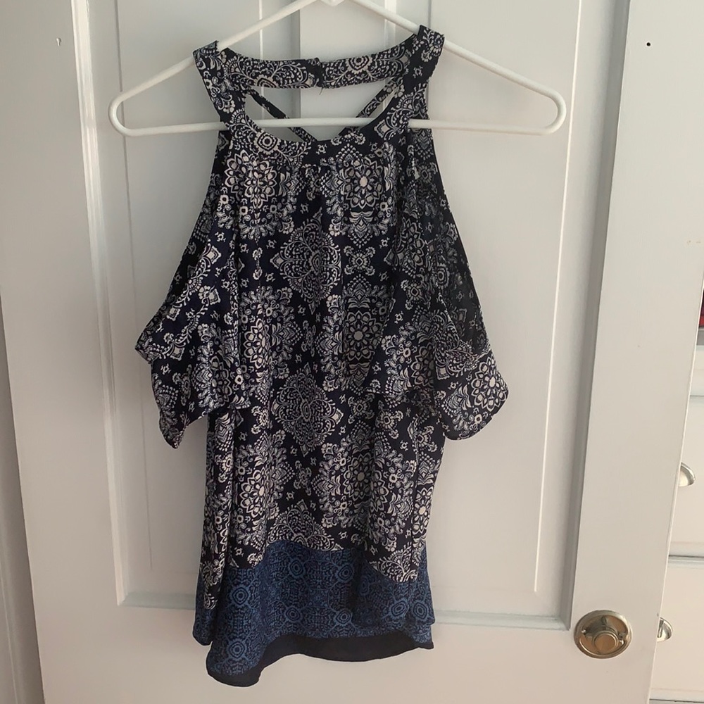 Juniors patterned halter tank top